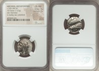 LUCANIA. Metapontum. Ca. 330-280 BC. AR stater (19mm, 7.62 gm, 8h). NGC Choice AU 5/5 - 2/5. Dori-, magistrate. Head of Demeter left, wreathed with gr...