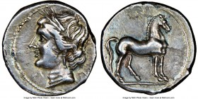ZEUGITANA. Carthage. Hannibal in South Italy. Ca. 215-205 BC. AR quarter-shekel (15mm, 2.14 gm, 4h). NGC XF 5/5 - 4/5, marks. Campanian mint under Han...