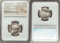 ATTICA. Athens. Ca. 455-440 BC. AR tetradrachm (25mm, 17.16 gm, 10h). NGC Choice VF 3/5 - 4/5. Early transitional issue. Head of Athena right, wearing...