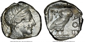 ATTICA. Athens. Ca. 440-404 BC. AR tetradrachm (24mm, 17.19 gm, 10h). NGC Choice AU 4/5 - 4/5. Mid-mass coinage issue. Head of Athena right, wearing c...