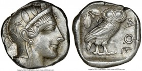 ATTICA. Athens. Ca. 440-404 BC. AR tetradrachm (25mm, 17.17 gm, 12h). NGC AU 5/5 - 4/5. Mid-mass coinage issue. Head of Athena right, wearing crested ...