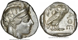ATTICA. Athens. Ca. 440-404 BC. AR tetradrachm (26mm, 17.23 gm, 4h). NGC AU 5/5 - 4/5, brushed. Mid-mass coinage issue. Head of Athena right, wearing ...