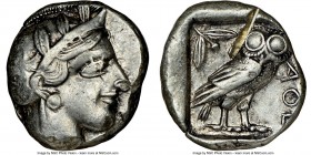 ATTICA. Athens. Ca. 440-404 BC. AR tetradrachm (24mm, 17.19 gm, 7h). NGC Choice XF 4/5 - 2/5, test cut. Mid-mass coinage issue. Head of Athena right, ...