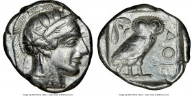 ATTICA. Athens. Ca. 440-404 BC. AR tetradrachm (25mm, 17.16 gm, 10h). NGC VF 5/5 - 4/5. Mid-mass coinage issue. Head of Athena right, wearing crested ...