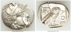 ATTICA. Athens. Ca. 440-404 BC. AR tetradrachm (25mm, 17.18 gm, 10h). AU, crystalized, broken. Mid-mass coinage issue. Head of Athena right, wearing c...