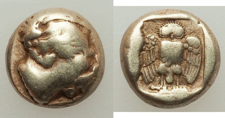 LESBOS. Mytilene. Ca. 454-427 BC. EL sixth-stater or hecte (10mm, 2.48 gm, 11h)....