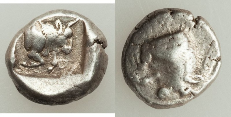 CARIA. Uncertain mint. Ca. 450-400 BC. AR diobol (12mm, 2.38 gm, 10h). VF. Miles...