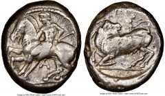 CILICIA. Celenderis. Ca. 425-350 BC. AR stater (19mm, 11h). NGC Choice VF. Persic standard, ca. 425-400 BC. Youthful nude male rider, reins in right h...