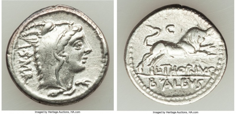 L. Thorius Balbus (ca. 105 BC). AR denarius (19mm, 4.02 gm, 12h). XF. Rome. I•S•...