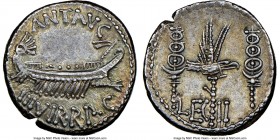 Marc Antony, as Triumvir and Imperator (44-30 BC). AR denarius (16mm, 3.83 gm, 6h). NGC AU 5/5 - 3/5, edge cut. Legionary issue, mint moving with Anto...