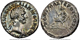 Trajan (AD 98-117). AR denarius (17mm, 3.79 gm, 7h). NGC MS 3/5 - 5/5. Rome, AD 98-99. IMP CAES NERVA TRAIAN AVG GERM, laureate head of Trajan right, ...