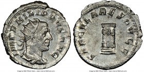 Philip I (AD 244-249). AR antoninianus (23mm, 4.38 gm, 1h). NGC Choice AU 4/5 - 4/5. Rome, Millennium Issue, AD 248. IMP PHILIPPVS AVG, radiate, drape...