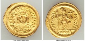 Justin II (AD 565-578). AV solidus (21mm, 4.48 gm, 6h). XF, edge bump. Constantinople, 6th officina. D N I-VSTI-NVS PP AVG, cuirassed bust of Justin I...