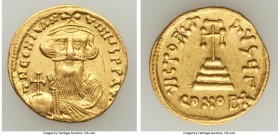 Constans II Pogonatus (AD 641-668). AV solidus (20mm, 4.46 gm, 7h). XF, scratch. Constantinople, 3rd officina, ca. AD 649/50-651/2. d N CONStAN-tINЧS ...