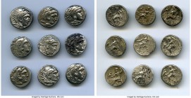 ANCIENT LOTS. Greek. Macedonian Kingdom. Ca. 336-317 BC. Lot of nine (9) AR drachms. About VF-Choice VF. Includes: (7) Alexander III the Great (336-32...