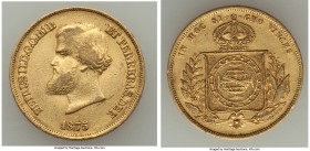 Pedro II gold 10000 Reis 1875 XF, Rio de Janeiro mint, KM467. 22.8mm. 8.88gm. AGW 0.2643 oz. 

HID09801242017