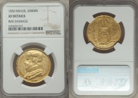 Pedro II gold 20000 Reis 1850 XF Details (Rim Damage) NGC, KM461. Three year type. AGW 0.5286 oz. 

HID09801242017