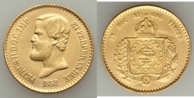 Pedro II gold 20000 Reis 1852 XF, Rio de Janeiro mint, KM463. Two year type. 30mm. 17.73gm. AGW 0.5286 oz. 

HID09801242017