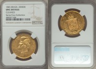 Pedro II gold 20000 Reis 1865 UNC Details (Cleaned) NGC, Rio de Janeiro mint, KM468. AGW 0.5286 oz. Ex. Santa Cruz Collection

HID09801242017