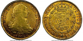 Charles IV gold 8 Escudos 1802-JJ XF45 NGC, Santiago mint, KM54. Goldenrod color with rose-gold peripherals. AGW 0.7615 oz. 

HID09801242017