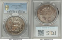 French Colony Piastre 1927-A MS62 PCGS, Paris mint, KM5a.1, Lec-303. Lilac, blue and butterscotch toning. 

HID09801242017