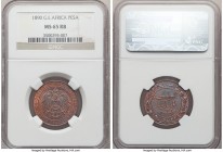 German Colony. Wilhelm II Pair of Certified Assorted Issues NGC, 1) Pesa 1890 - MS65 Red and Brown, KM1 2) 1/4 Rupie 1898 - AU58, KM2 Sold as is, no r...