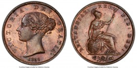 Victoria 1/2 Penny 1856 MS64 Brown PCGS, KM726, S-3949. Marbled shades of chocolate brown and bright copper throughout.

HID09801242017