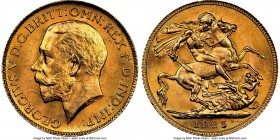 George V gold Sovereign 1925 MS65 NGC, KM820. Last year of issue. AGW 0.2355 oz. 

HID09801242017