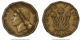 George VI Mint Error - Peeling Lamination 3 Pence 1942 XF40 PCGS, KM849.

HID09801242017