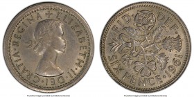 Elizabeth II Mint Error - Partial Collar 6 Pence 1961 MS62 PCGS, KM903.

HID09801242017