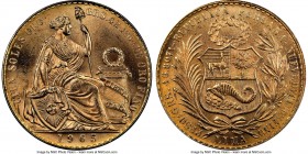 Republic gold 100 Soles 1965 MS64 NGC, Lima mint, KM231. AGW 1.3543 oz. 

HID09801242017