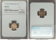 British Protectorate. Charles J. Brooke 5 Cents 1915-H MS64 NGC, Heaton mint, KM8. Red-gold and turquoise toning. 

HID09801242017