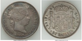 Isabel II 20 Reales 1859 VF/XF, Madrid mint, KM609.2.

HID09801242017