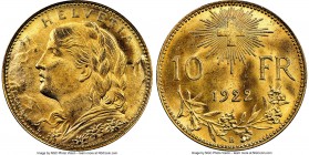 Confederation gold 10 Francs 1922-B MS65+ NGC, Bern mint, KM36. Gem uncirculated with lustrous surfaces. AGW 0.0933 oz. 

HID09801242017