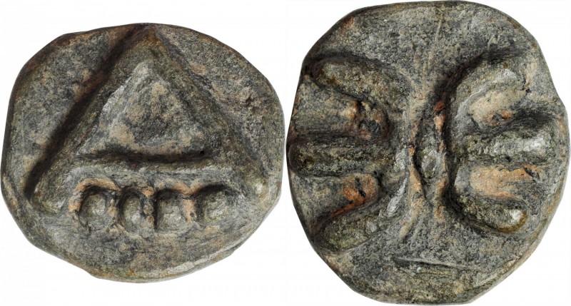 ITALY. Apulia. Asculum. AE Aes Grave Quadrunx (36.31 gms), ca. 217-212 B.C. NEAR...