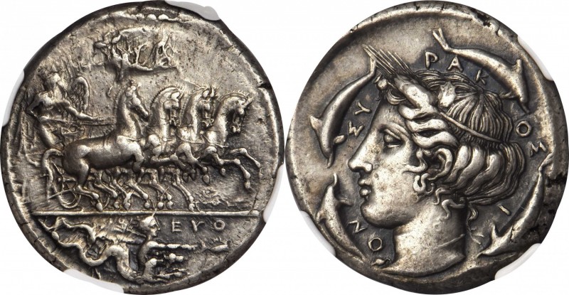 SICILY. Syracuse. Second Democracy, 466-406 B.C. AR Tetradrachm (17.32 gms), ca....