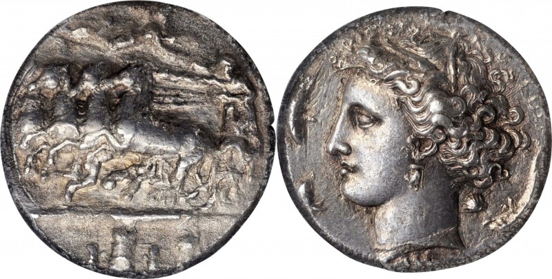SICILY. Syracuse. Dionysios I, 406-367 B.C. AR Dekadrachm (41.08 gms), ca. 405-3...