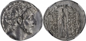 SYRIA. Seleukid Kingdom. Antiochos IX Kyzikenos, 115-95 B.C. AR Tetradrachm (16.52 gms), Antioch Mint, ca. 113-112 B.C. NGC MS★, Strike: 5/5 Surface: ...