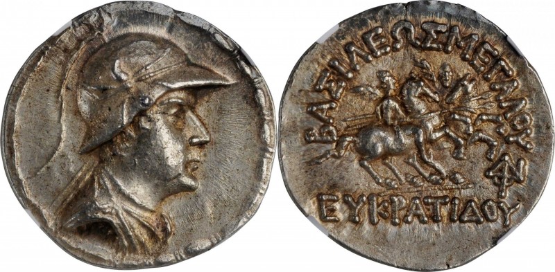 BAKTRIA. Kingdom of Baktria. Eukratides I, ca. 170-145 B.C. AR Tetradrachm (16.9...