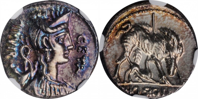 ROMAN REPUBLIC. C. Hosidus C.f. Geta. AR Denarius (3.72 gms), Rome Mint, 64 B.C....