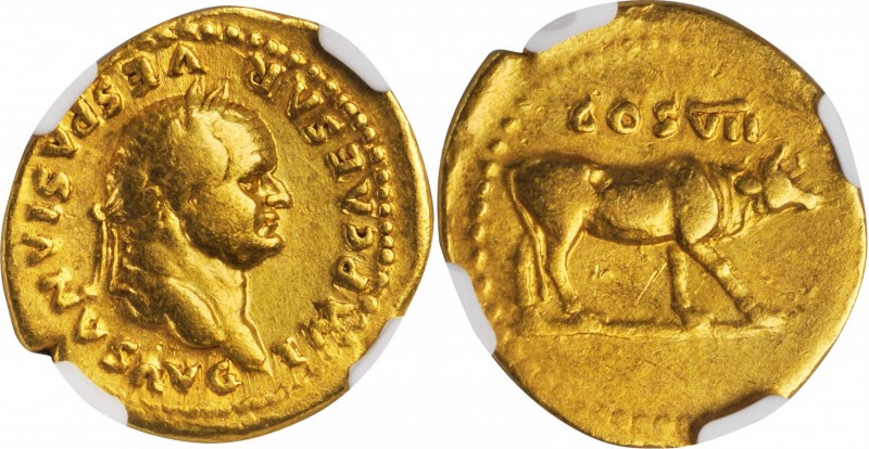 VESPASIAN, A.D. 69-79. AV Aureus (6.92 gms), Rome Mint, A.D. 76. NGC VF.
RIC-84...