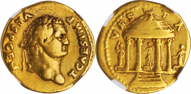 TITUS AS CAESAR, A.D. 69-79. AV Aureus (6.93 gms), Rome Mint, A.D. 73. NGC Ch F,...