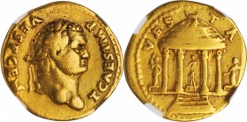 TITUS AS CAESAR, A.D. 69-79. AV Aureus (6.93 gms), Rome Mint, A.D. 73. NGC Ch F, Strike: 5/5 Surface: 4/5.
RIC-557 (Vespasian); Calico-794. Obverse: ...