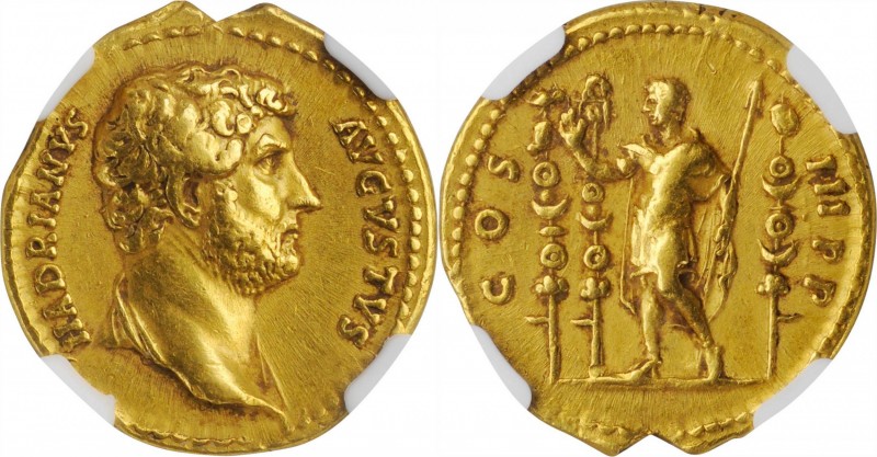 HADRIAN, A.D. 117-138. AV Aureus (7.21 gms), Rome Mint, ca. A.D. 129-131. NGC EF...