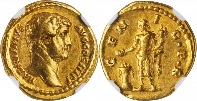 HADRIAN, A.D. 117-138. AV Aureus (7.24 gms), Rome Mint, ca. A.D. 134-138. NGC Ch...