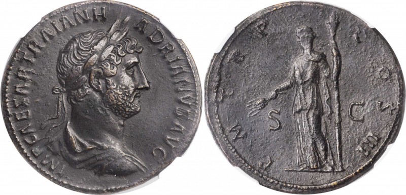 HADRIAN, A.D. 117-138. AE Sestertius (27.45 gms), Rome Mint, ca. A.D. 122-125. N...