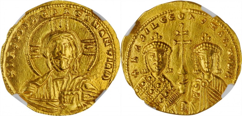 BASIL II BULGAROKTONOS WITH CONSTANTINE VIII, 976-1025. AV Histsmenon Nomisma (4...