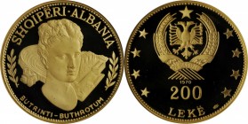 ALBANIA. 200 Leke, 1970. NGC PROOF-66 Ultra Cameo.
Fr-19; KM-55.2. Commemorating the Buthrotum Ruins, this impressive issue, containing over an ounce...