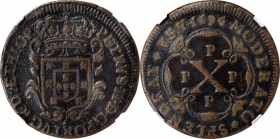 ANGOLA. 10 Reis, 1694. Pedro II. NGC VF-35 Brown.
KM-2; Gomes-02.02. An incredibly RARE piece, this example offers problem free, reddish-brown surfac...