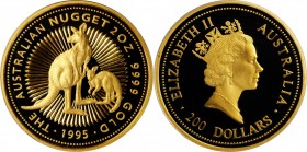 AUSTRALIA. 200 Dollars, 1995. PCGS PROOF-69 Deep Cameo Gold Shield.
Fr-B9; KM-277. Mintage: 100. A VERY RARE issue, this 2 ounce striking offers near...